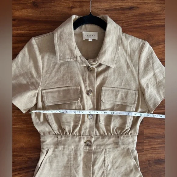 Sézane Oanelle Mini Dress in light beige size 2 - Picture 7 of 9